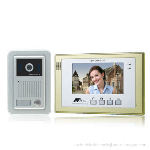 7-inch Golden Color Video Door Phone, Rainproof and Anti-riot Outdoor Unit